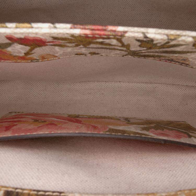Pre Owned Gucci Beige Small GG Supreme Water Flora Ophidia Chain Bag