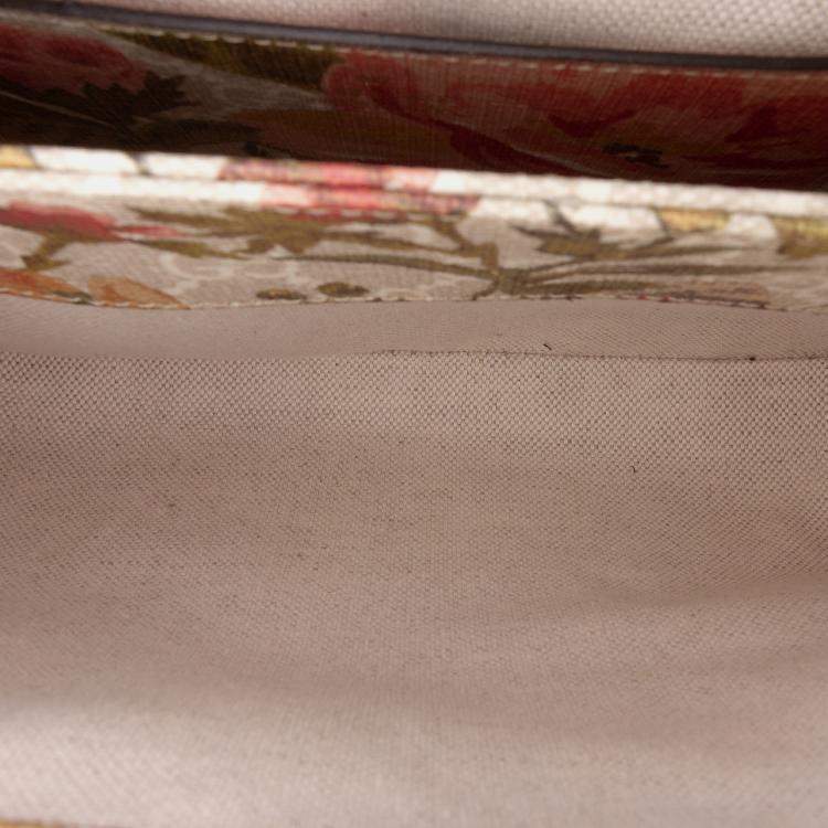 Pre Owned Gucci Beige Small GG Supreme Water Flora Ophidia Chain Bag