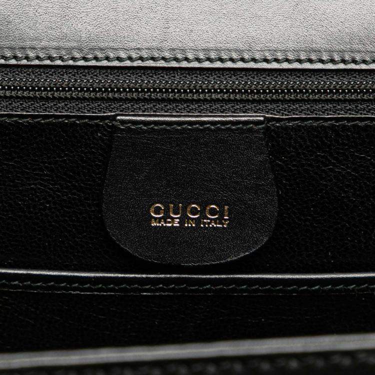 Pre Owned Gucci Black Calfskin Bamboo Night