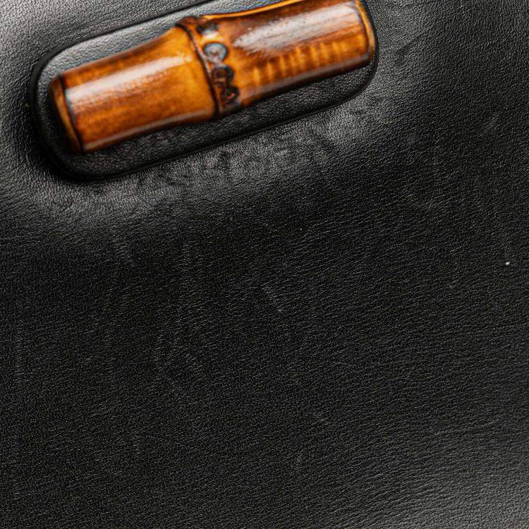 Pre Owned Gucci Black Calfskin Bamboo Night