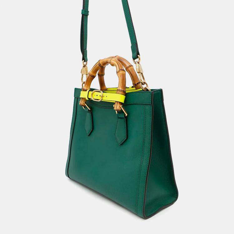 Pre Owned Gucci Diana Small Green Leather Handbag