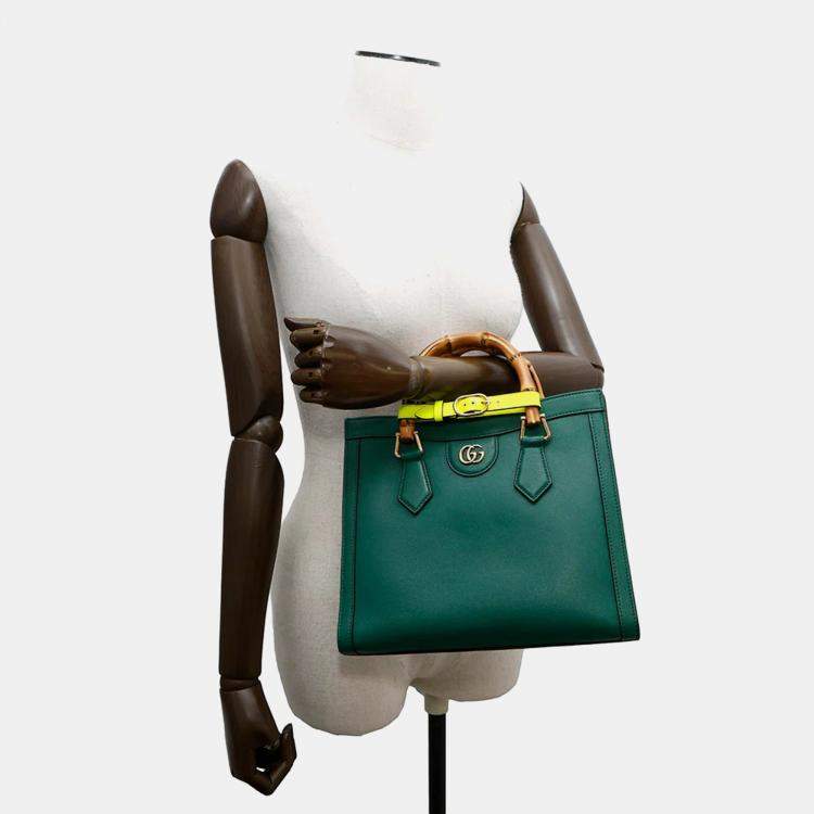 Pre Owned Gucci Diana Small Green Leather Handbag