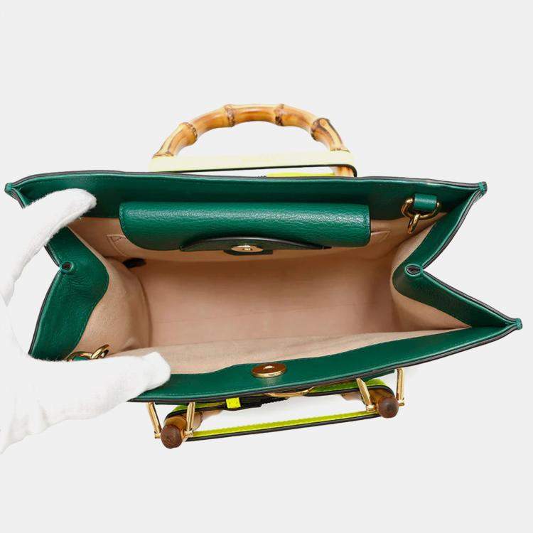 Pre Owned Gucci Diana Small Green Leather Handbag