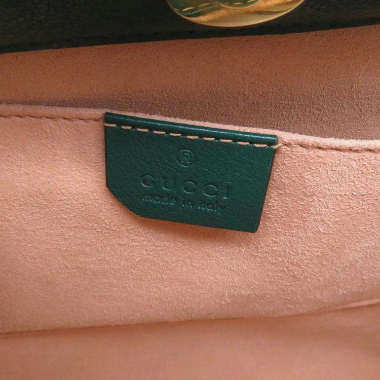 Pre Owned Gucci Diana Small Green Leather Handbag