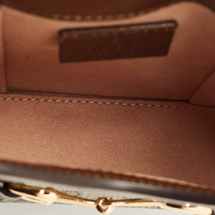 Pre Owned Gucci Brown/Beige GG Supreme Canvas Mini Horsebit 1955 Crossbody Bag