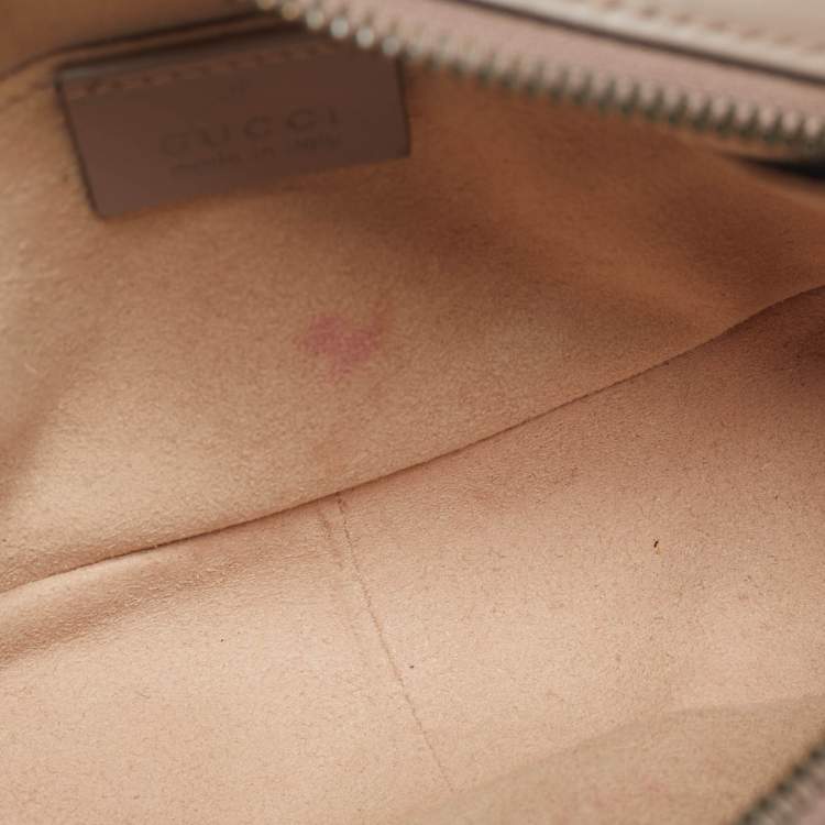 Pre Owned Gucci Dusty Pink Matelassé Leather GG Marmont Mini Camera Bag