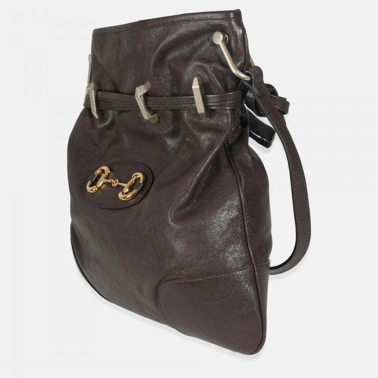 Pre Owned Gucci Brown Calfskin Leather 1955 Horsebit Cinch