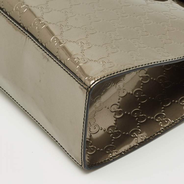 Pre Owned Gucci Metallic Guccissima Patent Leather Large Emily Chain Shoulder Bag