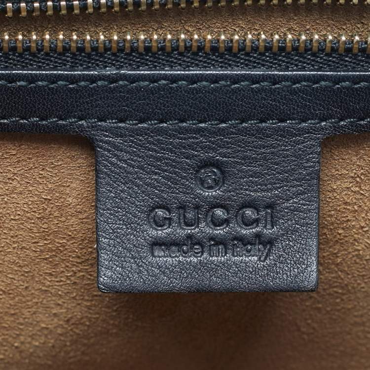 Pre Owned Gucci Black/Beige GG Supreme Canvas and Leather Medium Padlock Shoulder Bag