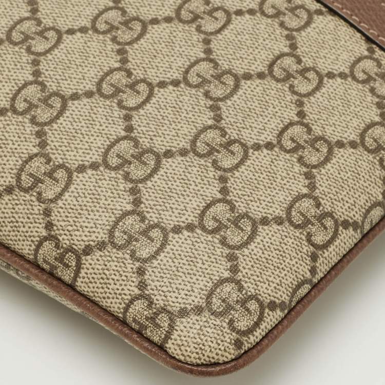 Pre Owned Gucci Brown/Beige GG Supreme Canvas Ophidia Pouch