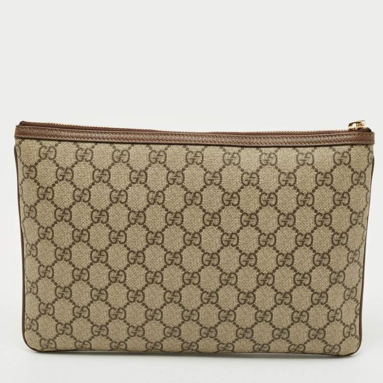 Pre Owned Gucci Brown/Beige GG Supreme Canvas Ophidia Pouch