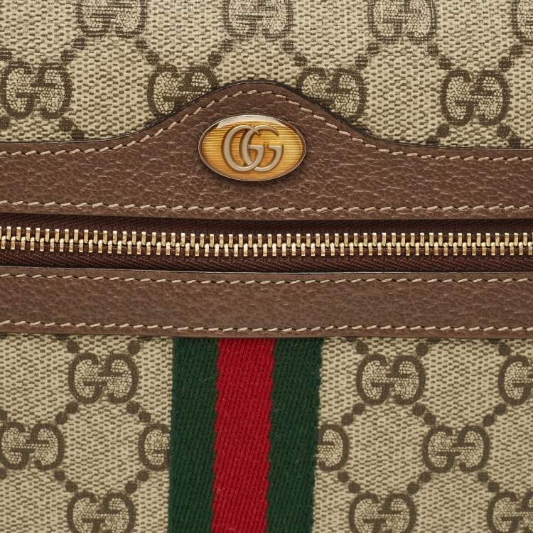 Pre Owned Gucci Brown/Beige GG Supreme Canvas Ophidia Pouch