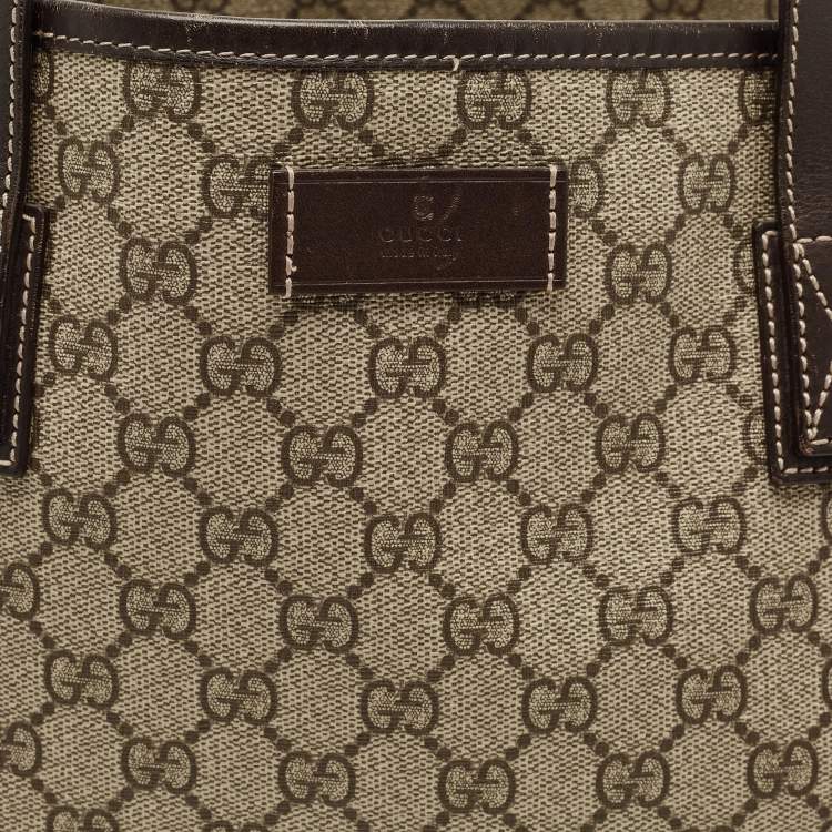 Pre Owned Gucci Brown/Beige GG Supreme Canvas Zip Shopper Tote