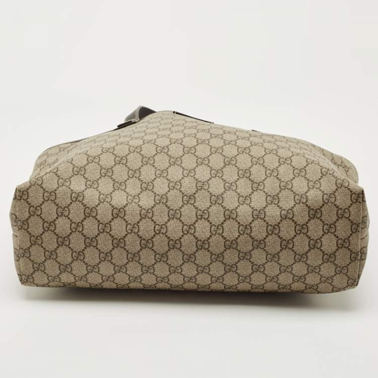 Pre Owned Gucci Brown/Beige GG Supreme Canvas Zip Shopper Tote