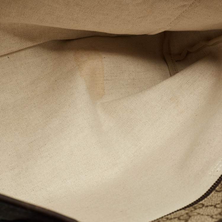Pre Owned Gucci Brown/Beige GG Supreme Canvas Zip Shopper Tote