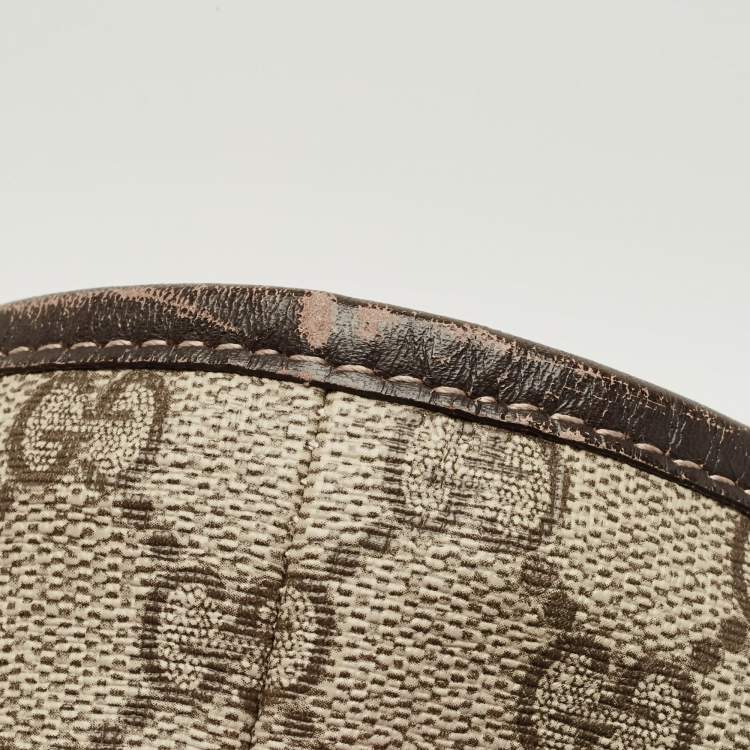 Pre Owned Gucci Brown/Beige GG Supreme Canvas Zip Shopper Tote