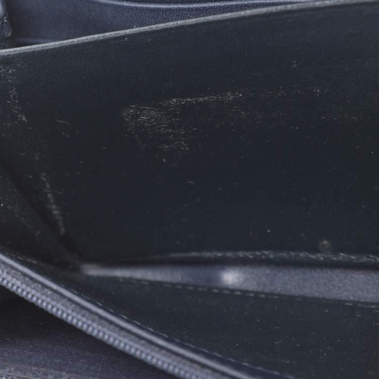 Pre Owned Gucci Navy Blue Guccissima Leather Sukey Zip Around Wallet