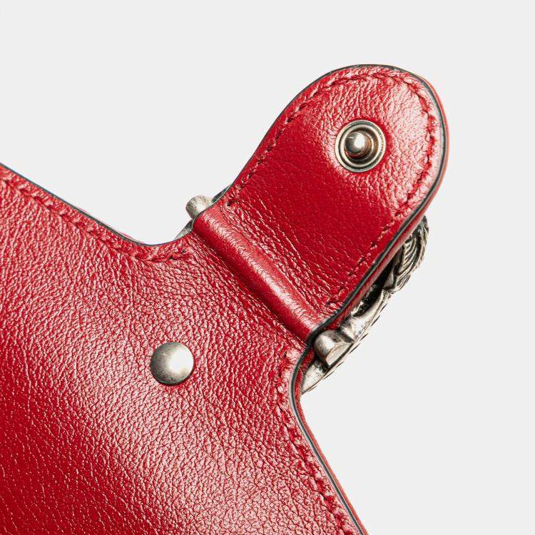 Pre Owned Gucci Red/White GG Tweed Dionysus Wallet on Chain