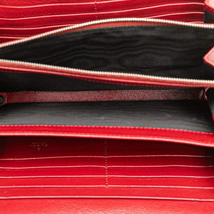 Pre Owned Gucci Red/White GG Tweed Dionysus Wallet on Chain