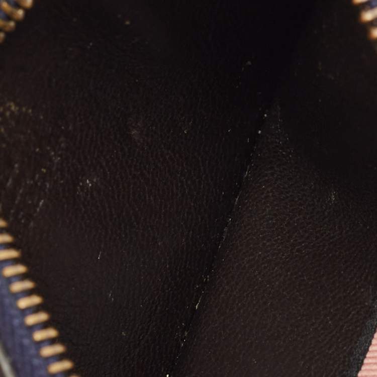 Pre Owned Gucci Navy Blue Leather Ghost Coin Zip Card Holder