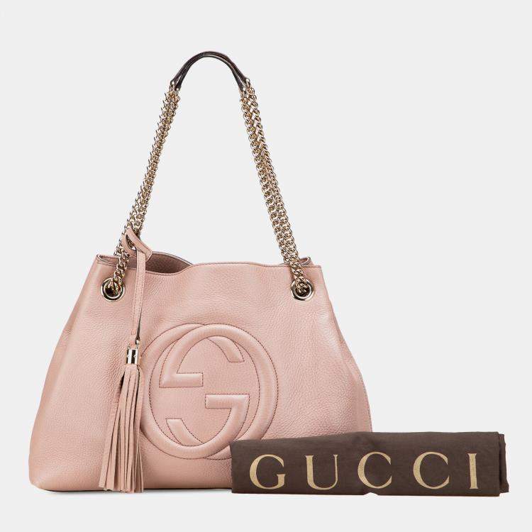 Pre Owned Gucci Pink Medium Leather Soho Chain Tote