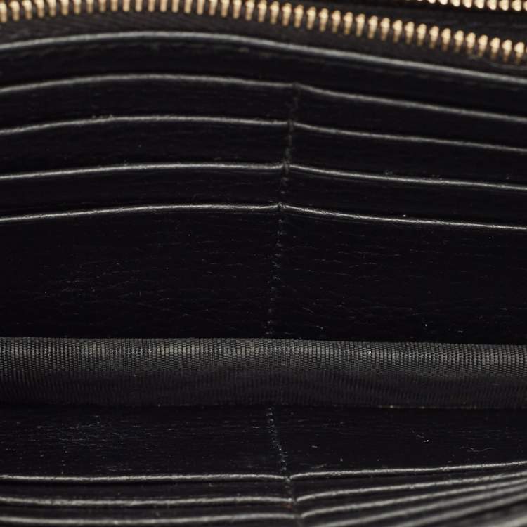 Pre Owned Gucci Black Leather Interlocking G Dollar Chain Wallet