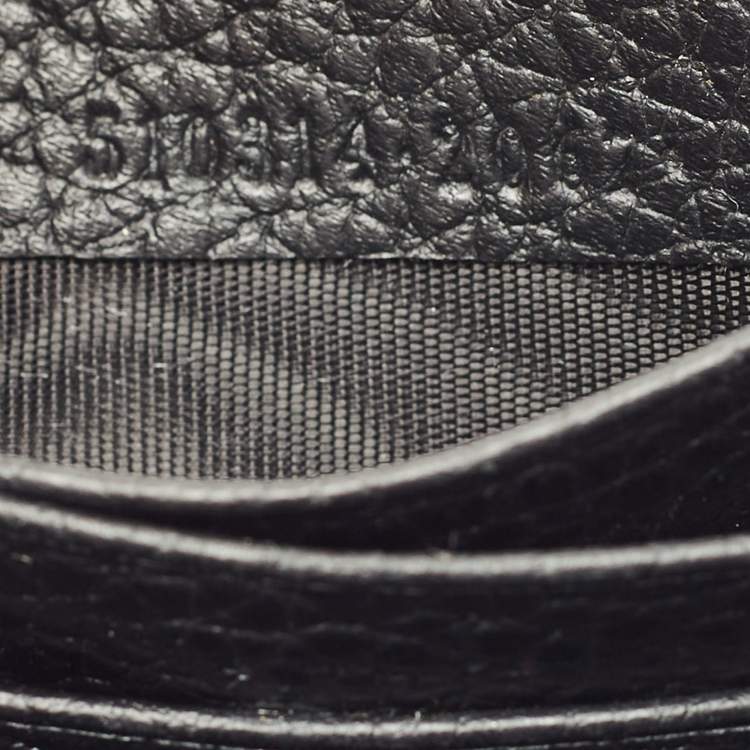 Pre Owned Gucci Black Leather Interlocking G Dollar Chain Wallet