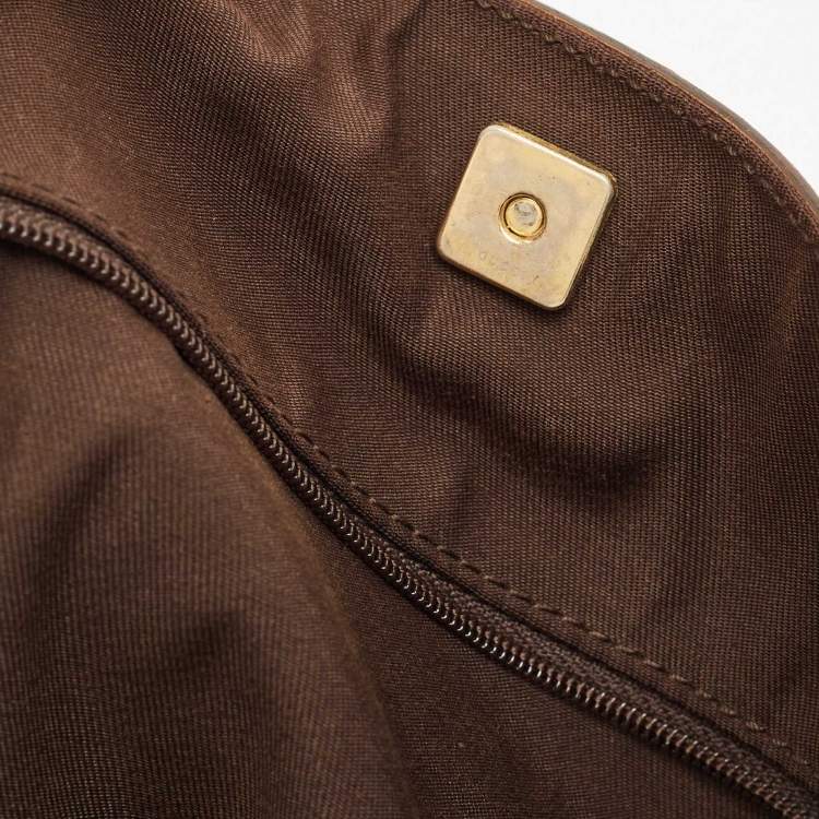 Pre Owned Gucci Beige/Gold GG Fabric and Leather Abbey D-Ring Tote