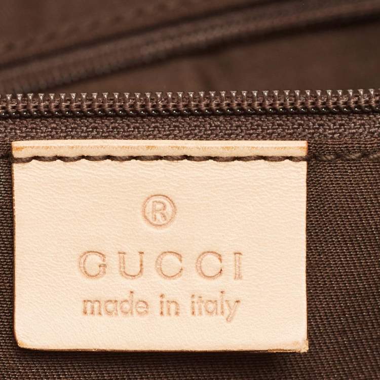 Pre Owned Gucci Beige/Gold GG Fabric and Leather Abbey D-Ring Tote