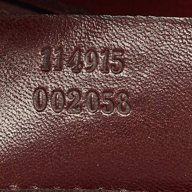 Pre Owned Gucci Burgundy/Beige GG Canvas and Leather Horsebit Chain Shoulder Bag