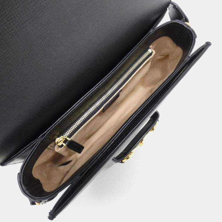 Pre Owned Gucci Horsebit 1955 Black Leather Shoulder Bag