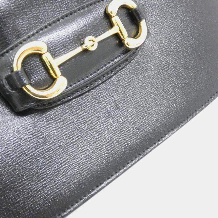 Pre Owned Gucci Horsebit 1955 Black Leather Shoulder Bag