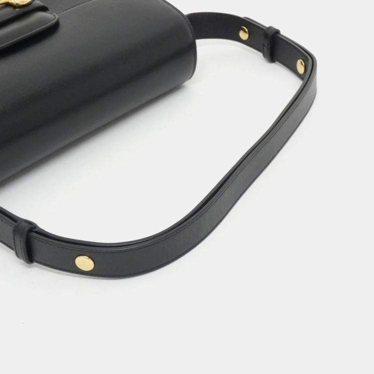 Pre Owned Gucci Horsebit 1955 Black Leather Shoulder Bag
