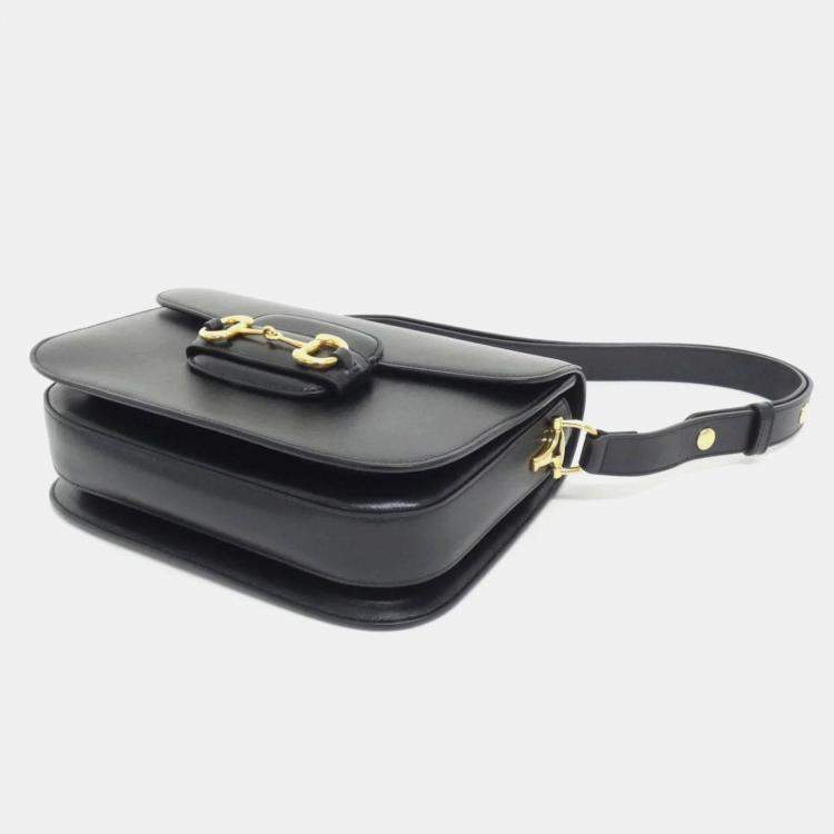 Pre Owned Gucci Horsebit 1955 Black Leather Shoulder Bag