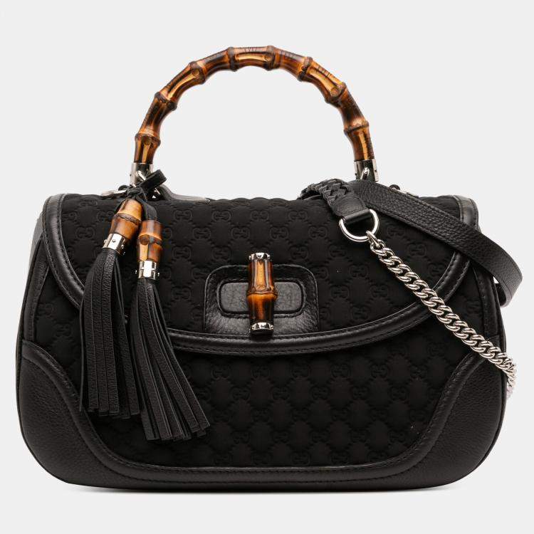 Pre Owned Gucci Large GG Neoprene New Bamboo Top Handle Bag
