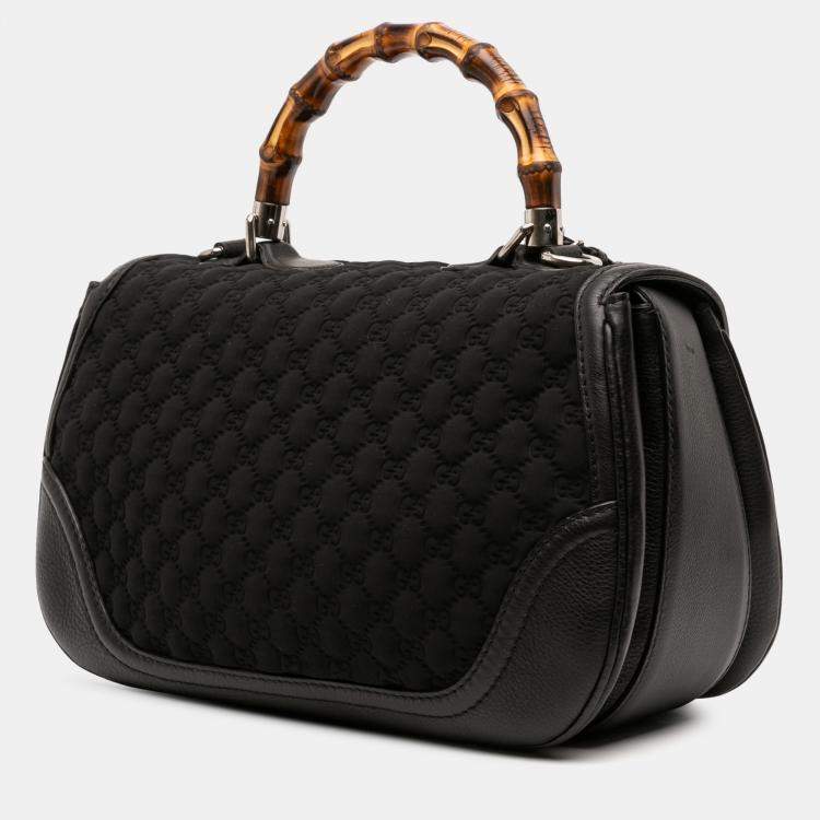 Pre Owned Gucci Large GG Neoprene New Bamboo Top Handle Bag