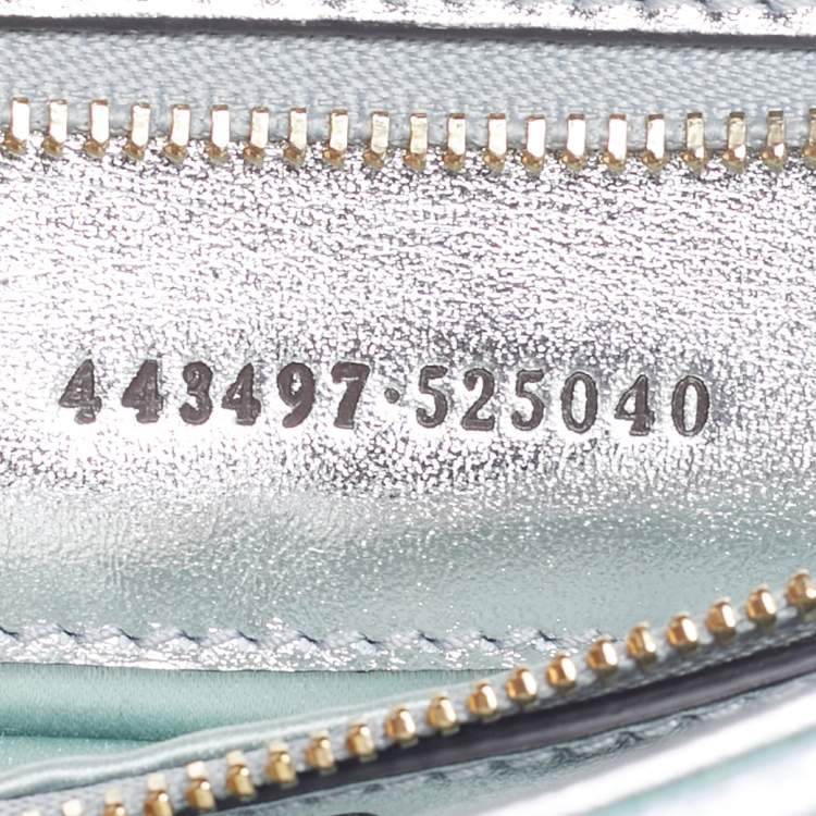 Pre Owned Gucci Green Iridescent Matelassé Leather Medium GG Marmont Shoulder Bag