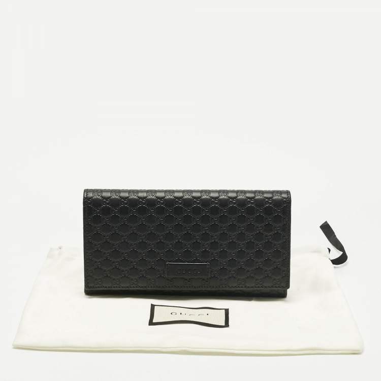 Pre Owned Gucci Black Micro Guccissima Leather Continental Wallet