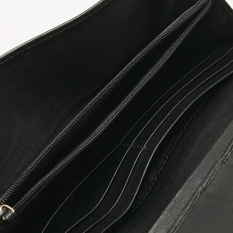 Pre Owned Gucci Black Micro Guccissima Leather Continental Wallet