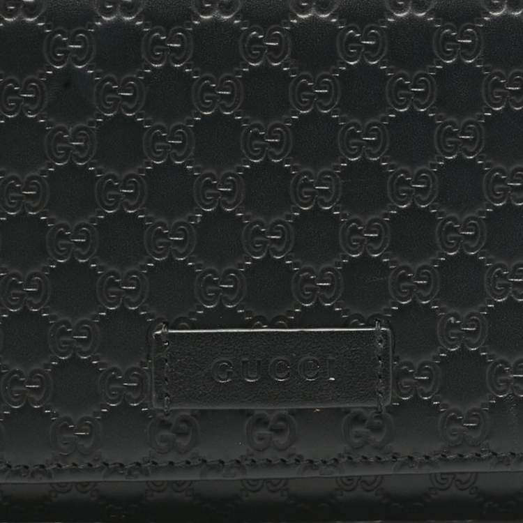 Pre Owned Gucci Black Micro Guccissima Leather Continental Wallet