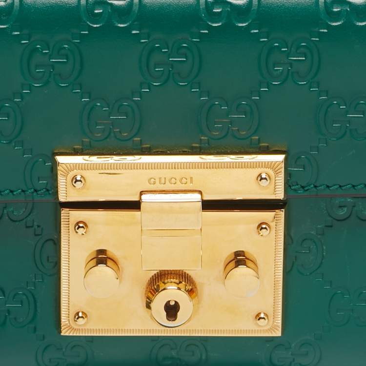 Pre Owned Gucci Green Guccissima Leather Small Padlock Shoulder Bag