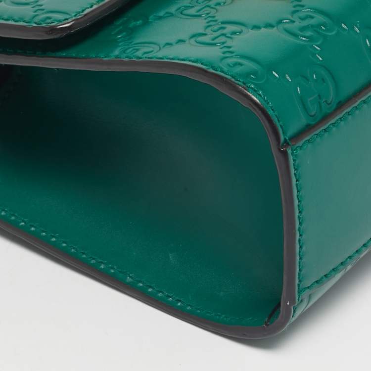 Pre Owned Gucci Green Guccissima Leather Small Padlock Shoulder Bag