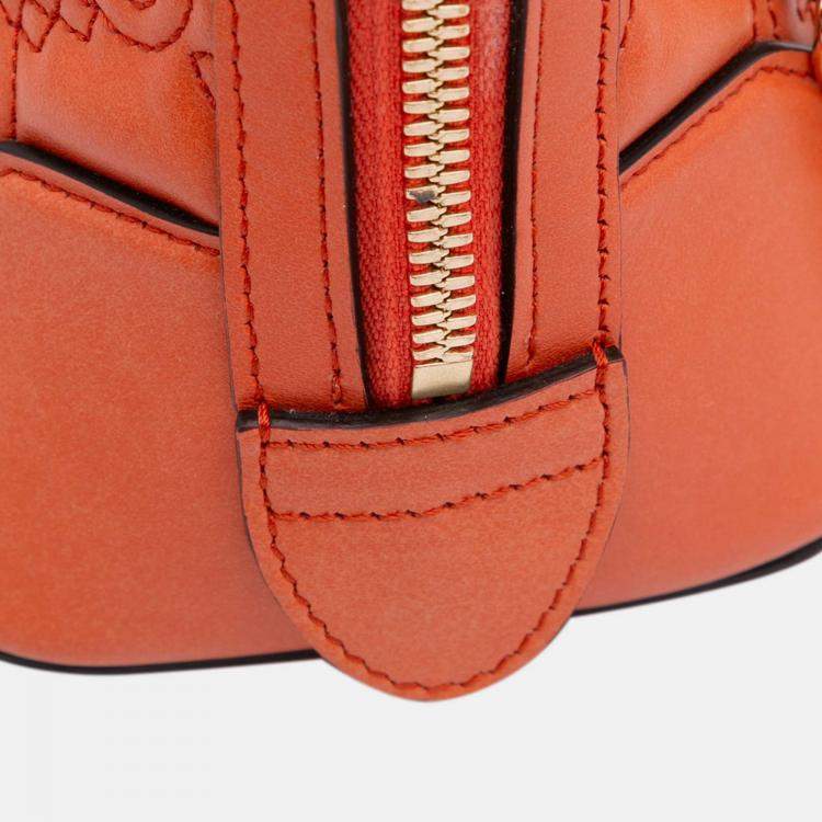 Pre Owned Gucci Orange Mini GG Matelasse Calfskin Top Handle Bag