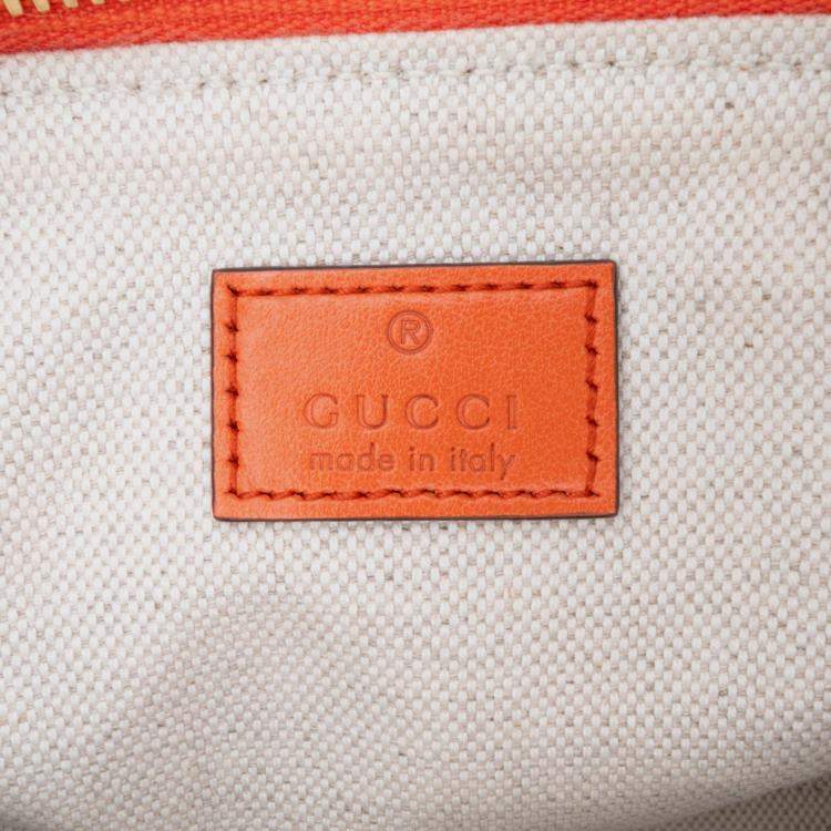 Pre Owned Gucci Orange Mini GG Matelasse Calfskin Top Handle Bag