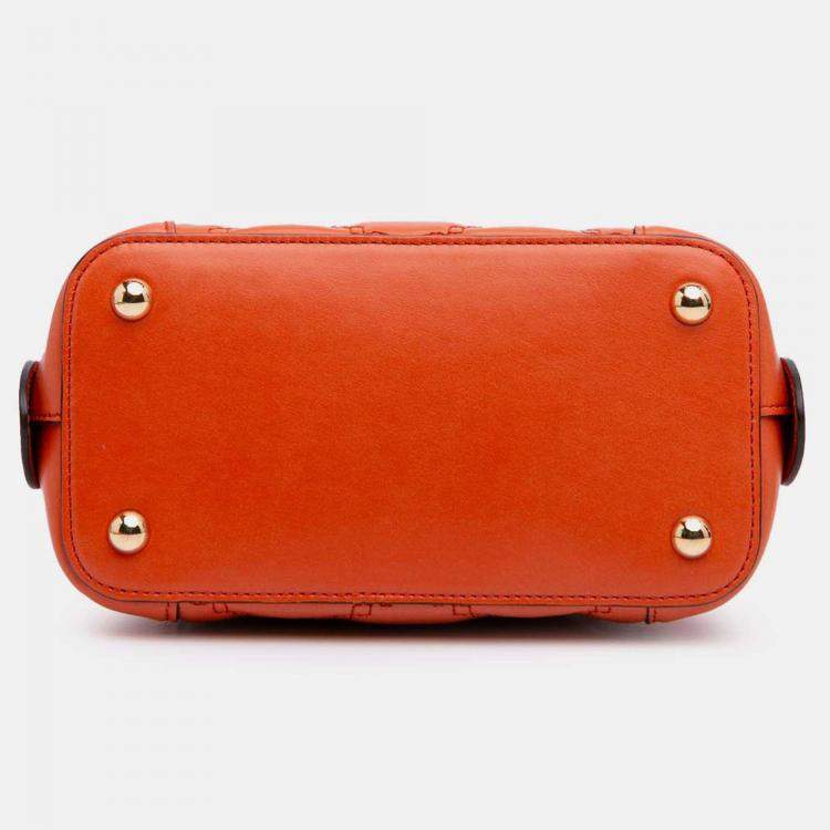 Pre Owned Gucci Orange Mini GG Matelasse Calfskin Top Handle Bag