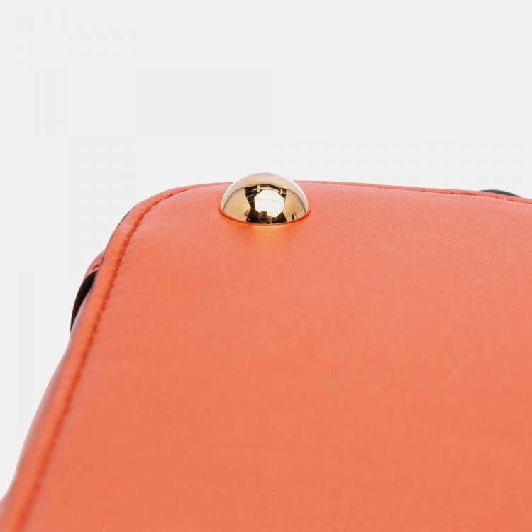 Pre Owned Gucci Orange Mini GG Matelasse Calfskin Top Handle Bag