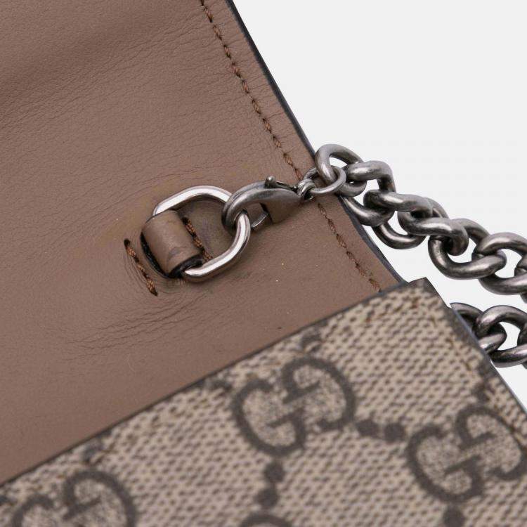 Pre Owned Gucci Beige Brown GG Supreme Dionysus Chain Wallet