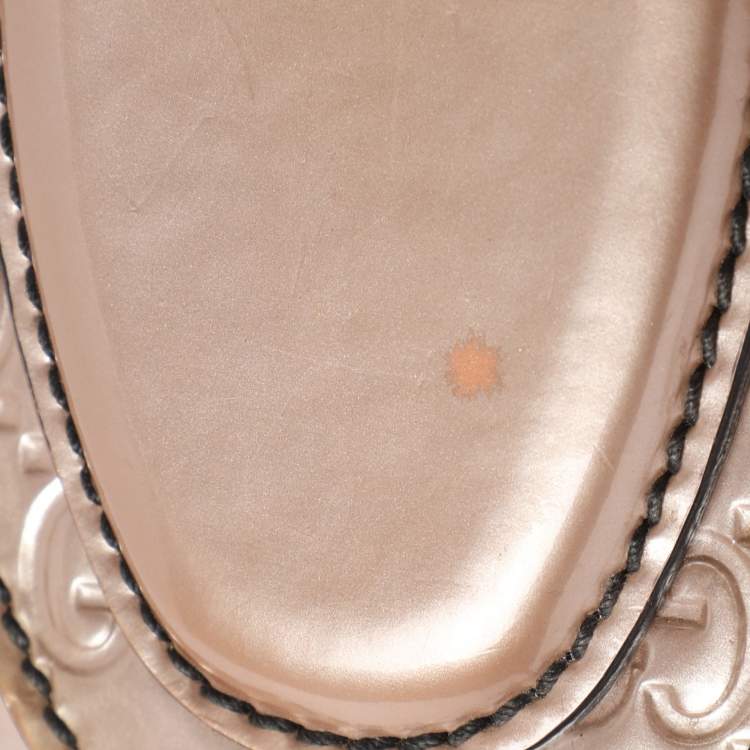 Pre Owned Gucci Beige Guccissima Patent Leather Medium Emily Chain Shoulder Bag