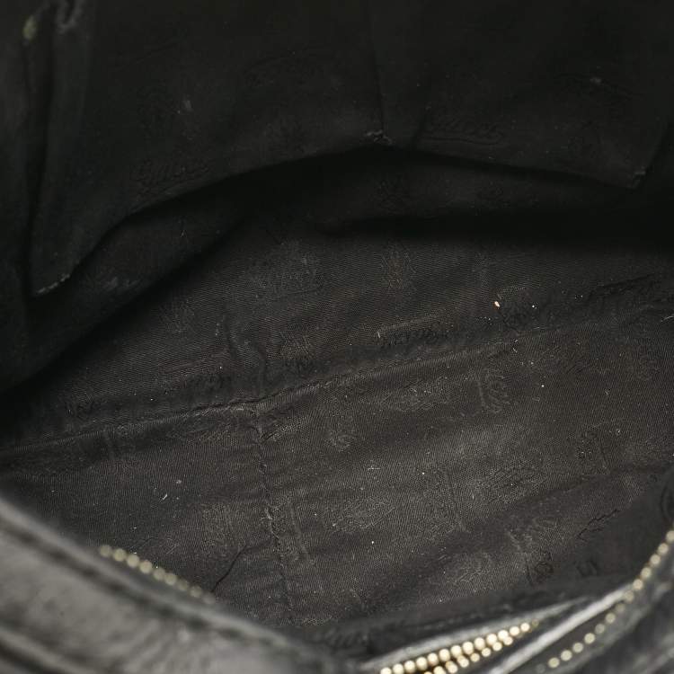 Pre Owned Gucci Black Leather Small Web Horsebit Heritage Hobo