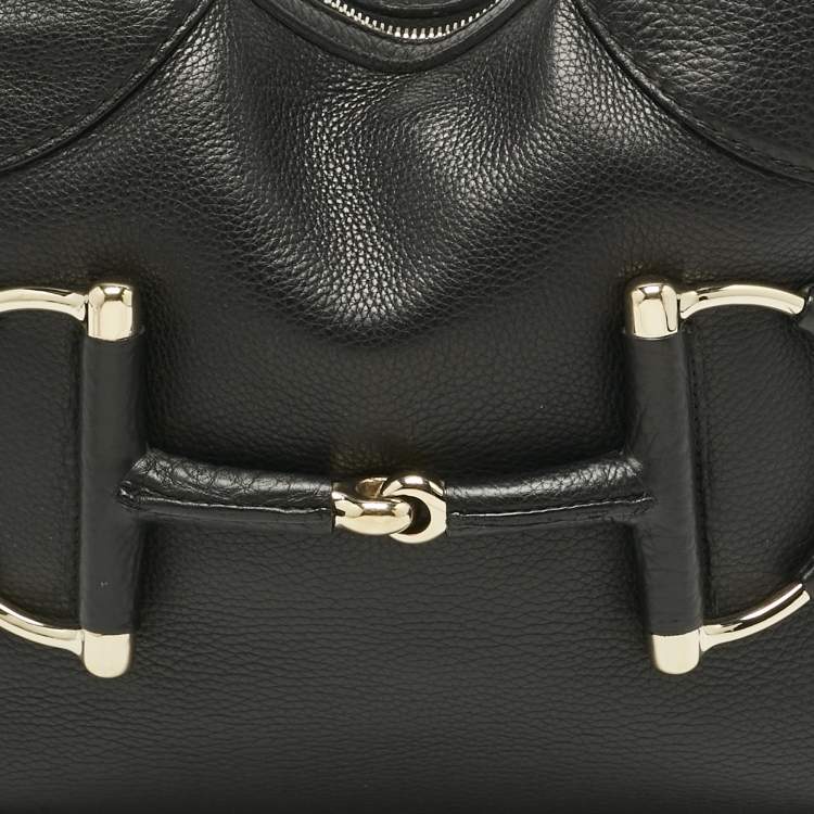 Pre Owned Gucci Black Leather Small Web Horsebit Heritage Hobo